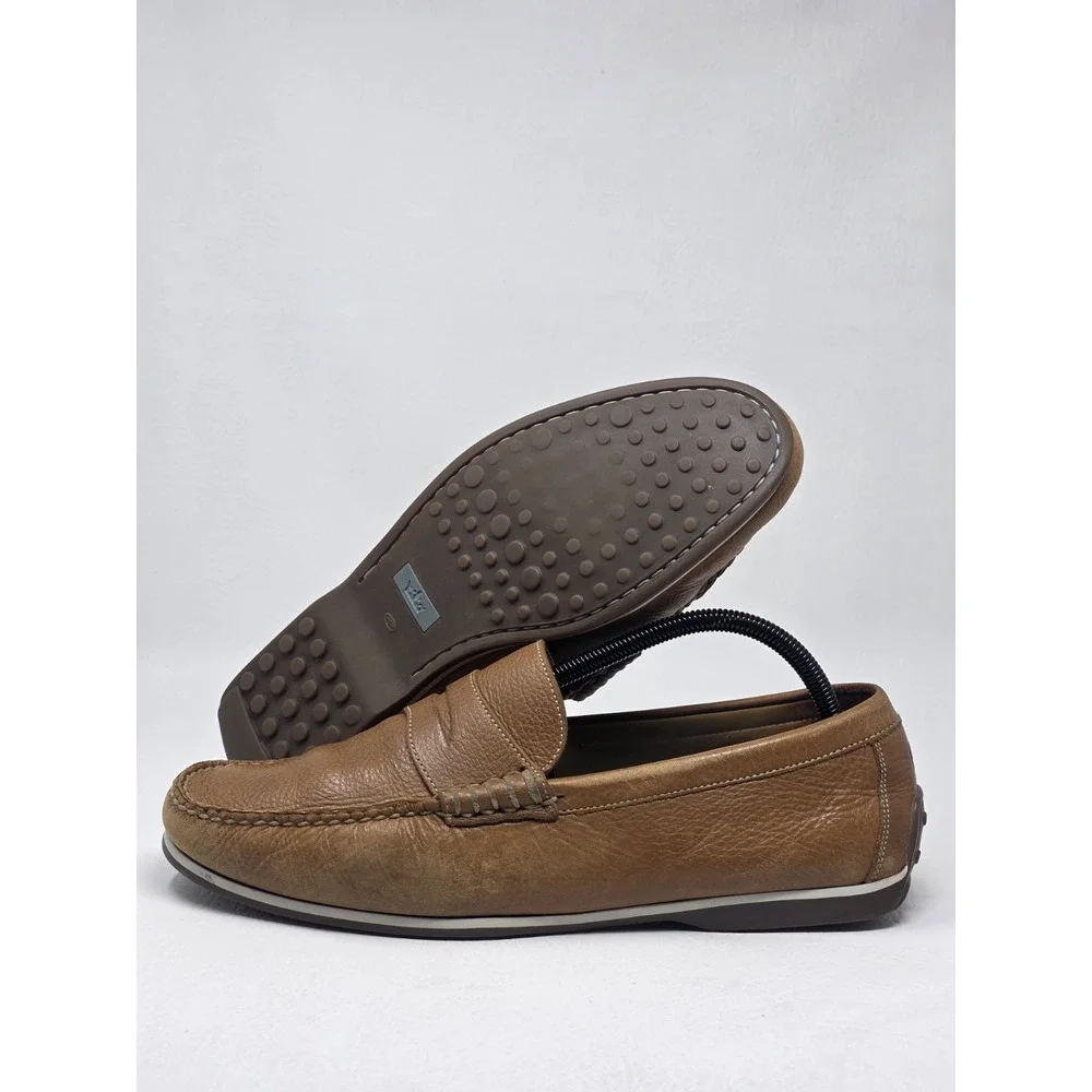 Peter Millar Mens Leather Driving Loafers Brown Slip On Size 9.5 M Pre-owned